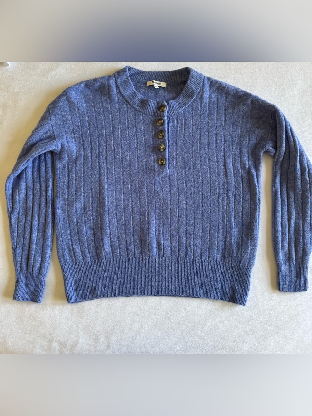 NWOT Madewell oversized blue sweater.  XS. Polyester, wool, alpaca & spandex.